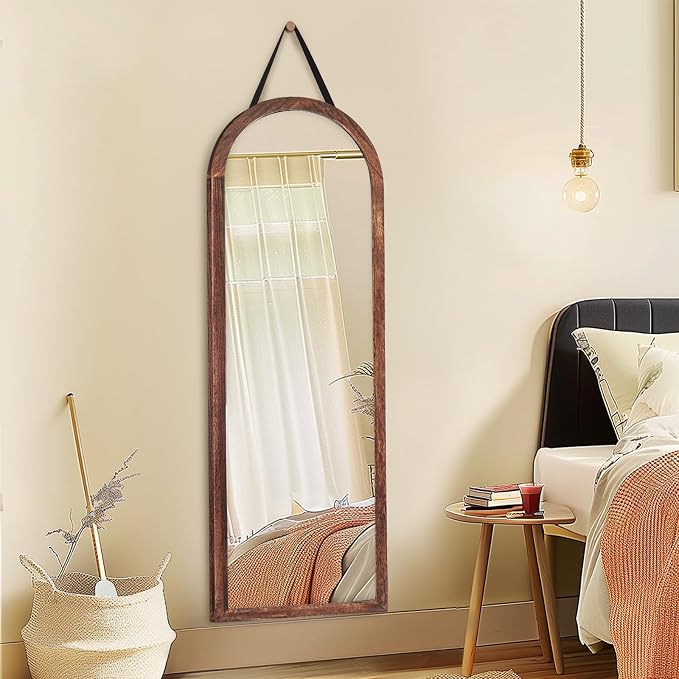 16"x48" Arched Full Length Mirror Solid Wood Wall Mirror - Image 8