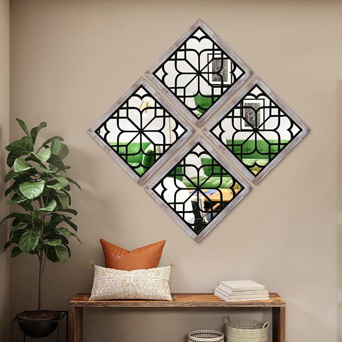 ZEXUIRU 4 Set. Rustic Wall Mirrors - Image 2