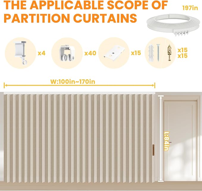 Room Divider Curtain Sets with Flexible Ceiling Track, Privacy Soundproof - Image 2