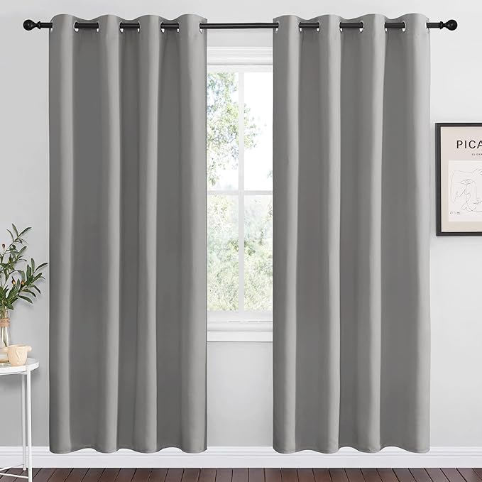 NICETOWN Silver Grey Room Darkening Curtain Panels 78" Long by NICETOWN
