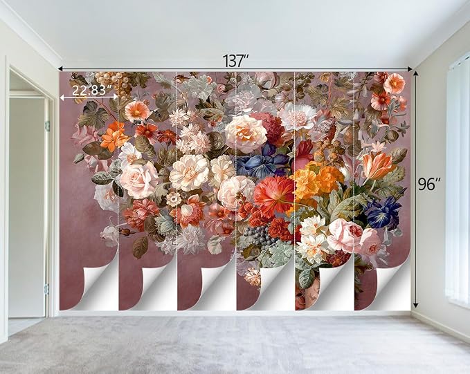 Colorful Floral Leaf Bathroom wallpeper Living Room Bedroom Pink Flower wall - Image 4