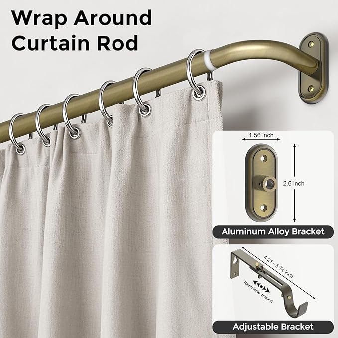 Curtain Rods 32-46 Inch, Antique Bronze Wrap Around Blackout Curtain Rods - Image 2