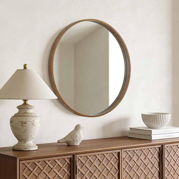WallBeyond Circle Mirror with Wood Frame - Image 3