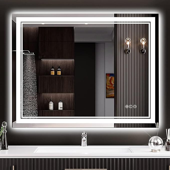 30x36 LED Bathroom Mirror with Lights, Backlit and Front Lit Anti-Fog Lighted by Awandee