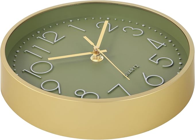 Wall Clock Green, 8 Inch Modern Wall Clocks Battery Operated Silent Non Ticking - Image 7