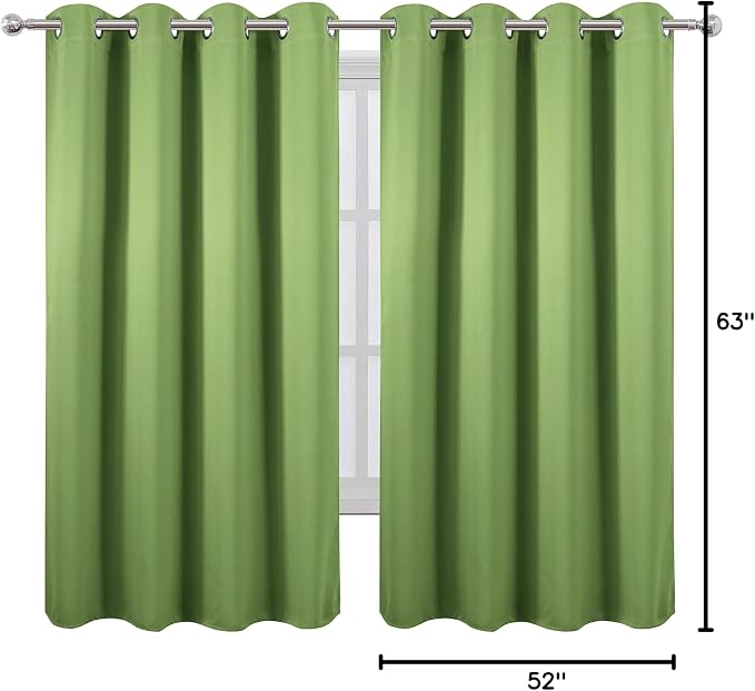 LEMOMO Blackout Curtains 52 x 63 inch/Light Green Curtains Set of 2 - Image 9