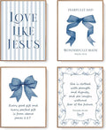 LARTSFRO Coquette Navy Blue Bow Jesus Wall Art Decor Posters, Inspirational by Unknown