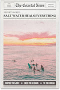 Pink Beach Newspaper Posters Vintage Fashion Coastal Girl Surf Wall Art Grainy by Unknown
