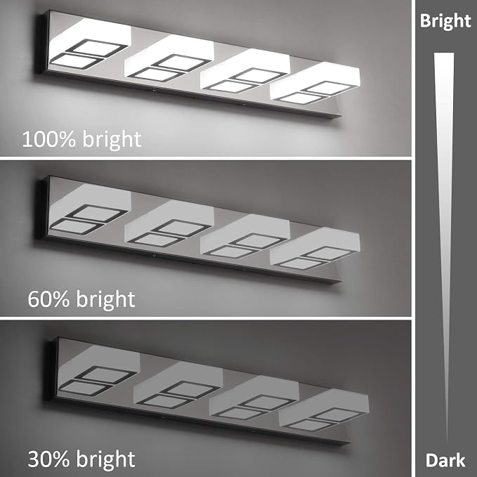 Ralbay Dimmable Bathroom Lights Modern 4 Lights Vanity Lights Fixtures Acrylic - Image 4
