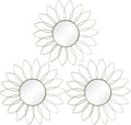 3 Pack Metal Mirrors for Wall Sunburst Wall Mirrors Home Décor Decorative by Uaussi