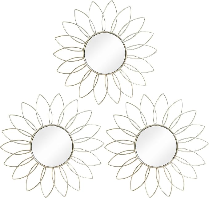3 Pack Metal Mirrors for Wall Sunburst Wall Mirrors Home Décor Decorative by Uaussi