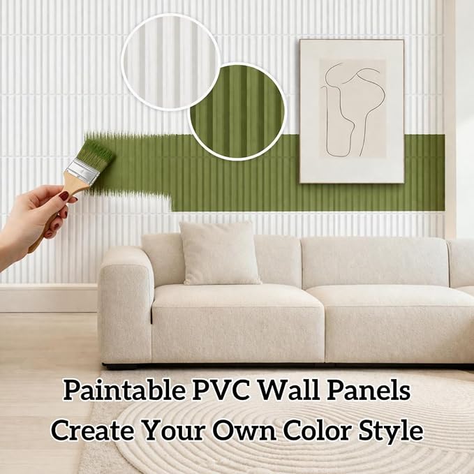 Qidejoy 33 Pcs 3D PVC Slat Wall Panels 12X12in Fluted Textured Paneling Modern - Image 8