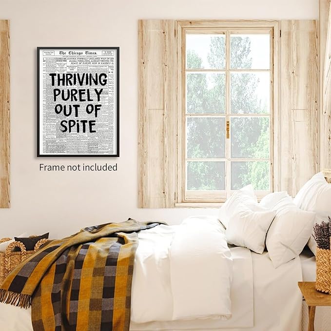 noxozoqm Black And White Newspaper Poster Fashion Fun Motivational Quote Wall - Image 3