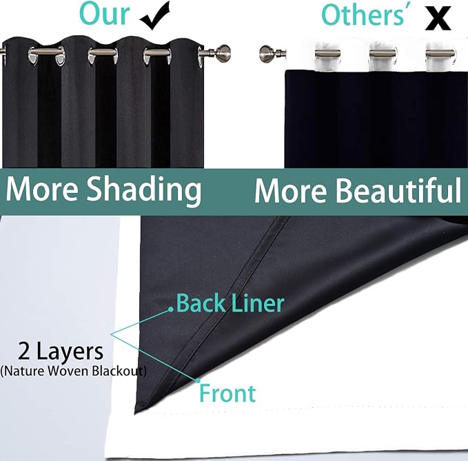 Yakamok Extra Wide Blackout Full Shading Curtains - Image 5