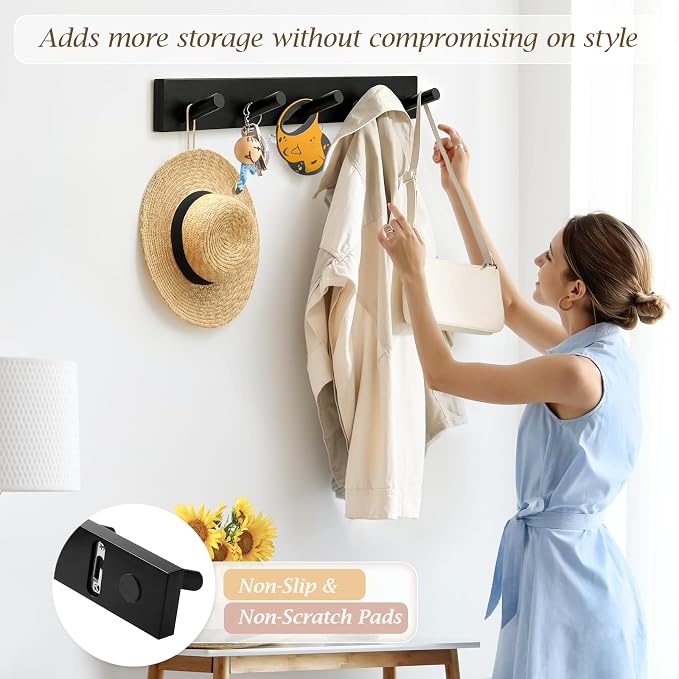 Coat Rack Wall Mount, Wooden Coat Hanger - Image 2