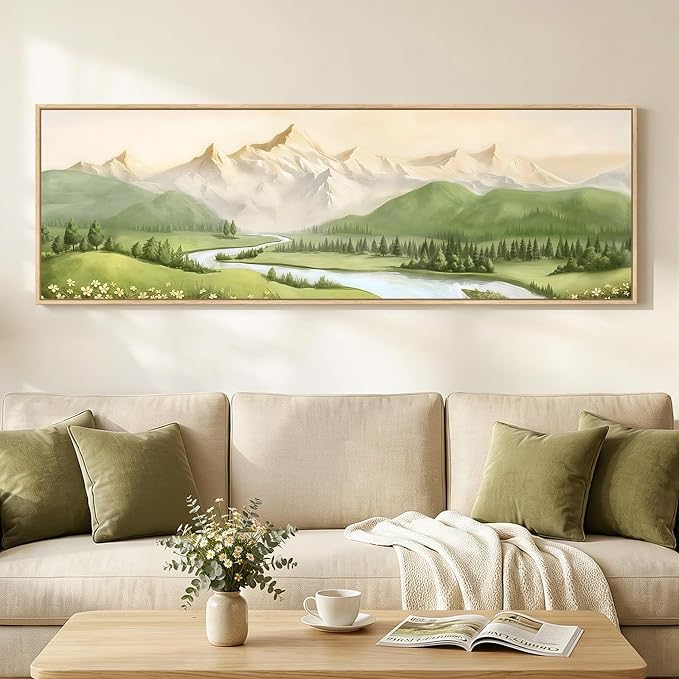 Large Framed Green Landscape Wall Art by Cuspin