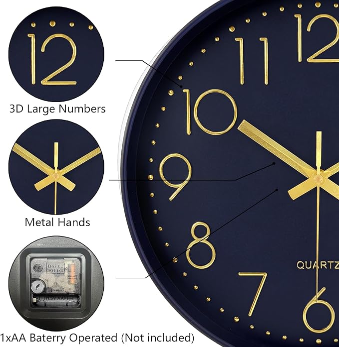 Silent Wall Clocks Battery Operated 8 Inch, Analog Wall Clock - Image 6