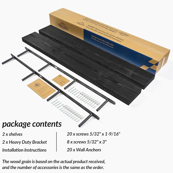 60 inch Black Floating Shelves for Wall 8 -inch deep Set of 2, Heavy Duty Solid - Image 8