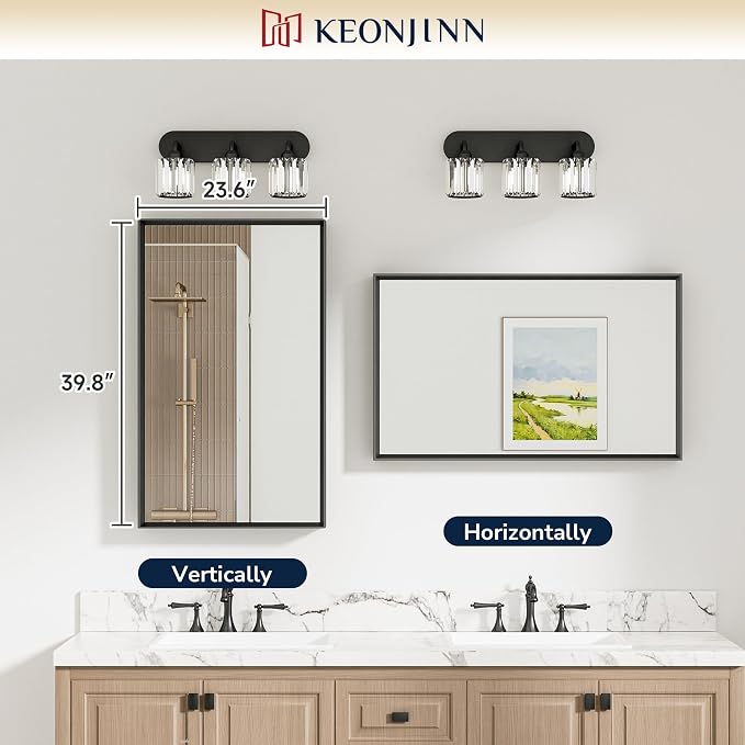 Keonjinn 40 x 24 Inch Brushed Nickel Bathroom Mirrors - Image 5