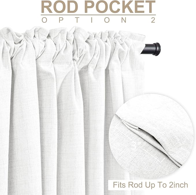 100% Blackout Shield White Linen Blackout Curtains - Image 4