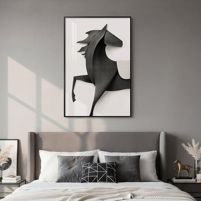 Large Framed Modern Black and White Wall Art, Contemporary Animal artwork Prints - Image 5