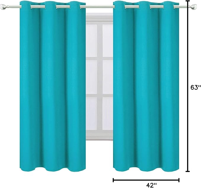 LEMOMO Teal/Turquoise Blackout Curtains/42 x 63 Inch Length Kids Curtains/Set - Image 10