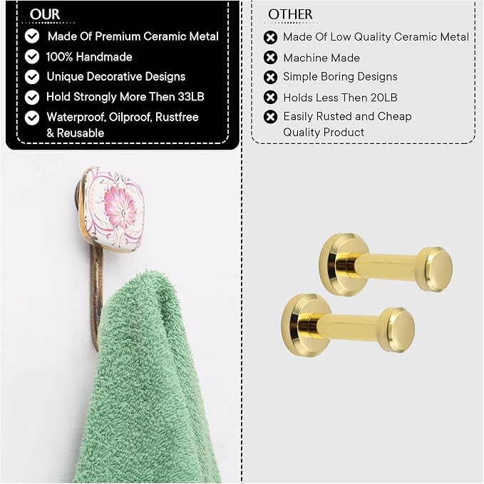 Indian Shelf Pack of 12 Ceramic Wall Hooks Modern - Image 6