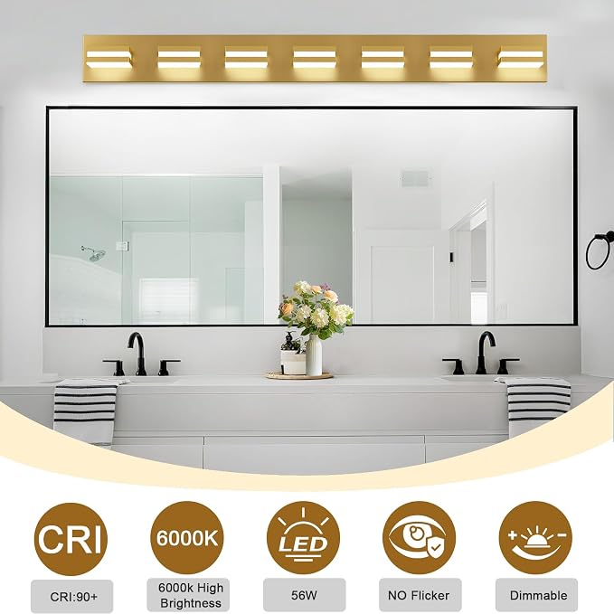 IZORRO LED Modern Bathroom Lights Fixtures, Brushed Glod Acrylic Wall Lighting - Image 4