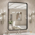 LOAAO 24X32 Inch Black Metal Framed Bathroom Mirror by LOAAO