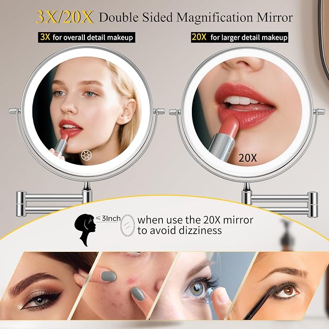FUNTOUCH Rechargeable Wall Mounted Makeup Mirror - Image 2