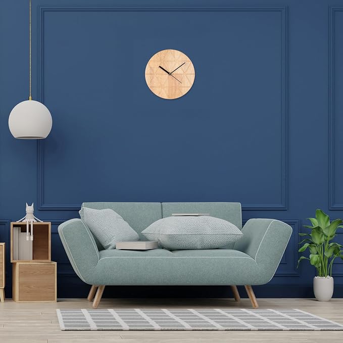 Wooden Wall Clock, Modern Round Design, Natural Wood Finish - Image 3