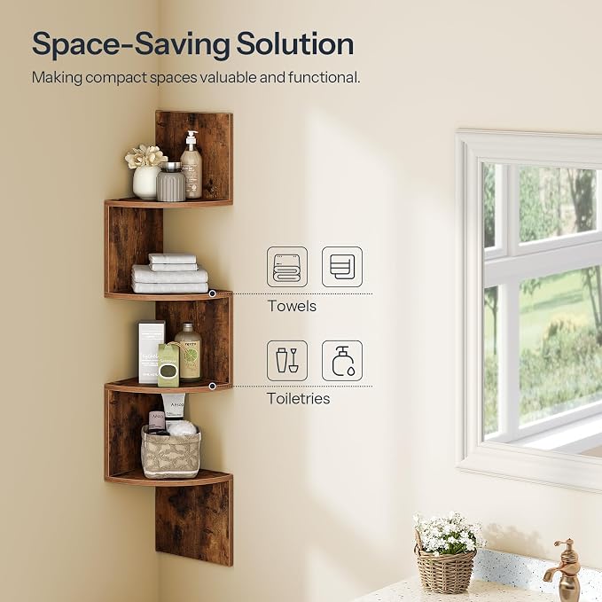 HOOBRO Corner Shelf Wall-Mounted, 4-Tier Corner Bookshelves - Image 8