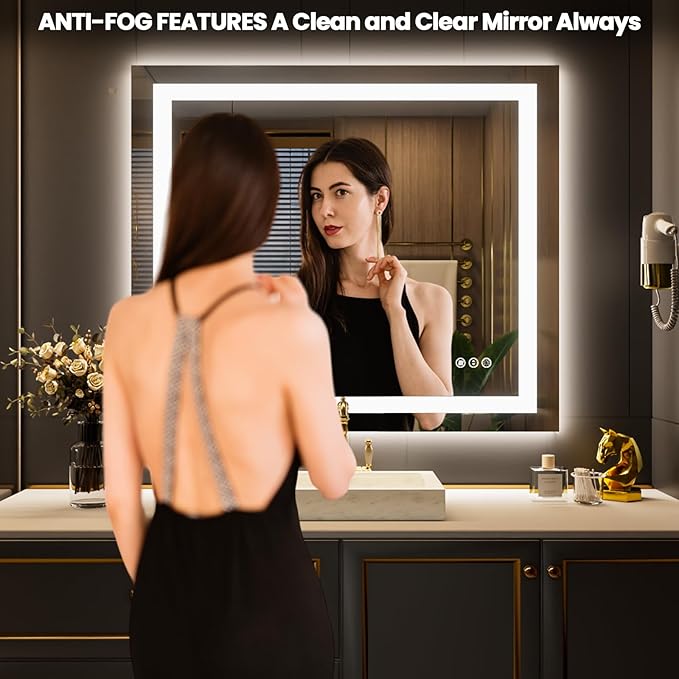 LOAAO 44"X36" LED Mirror for Bathroom, Lighted Bathroom Mirror - Image 2