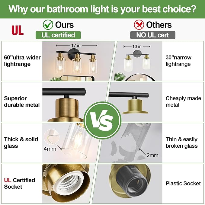 Zarbitta 3-Light Bathroom Light Fixtures, Modern Vanity Light - Image 2