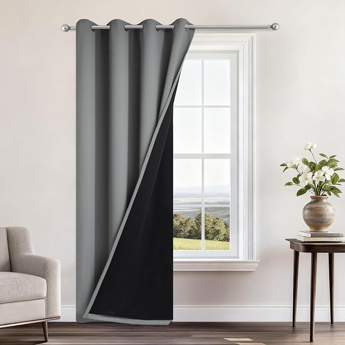 Yakamok 100% Blackout Curtains 96 Inches Long, 2 Thick Layers Heat and Full by Yakamok