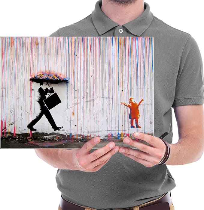 Wieco Art Banksy Raining Day or Colorful Graffiti Street Famous Canvas - Image 6