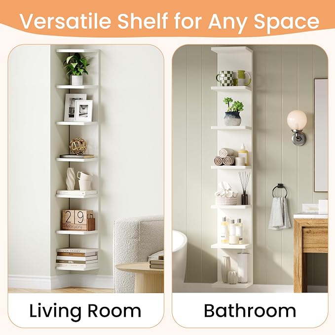 upsimples 7-Tier Floating Wall Shelf, Decorative Shelves - Image 7