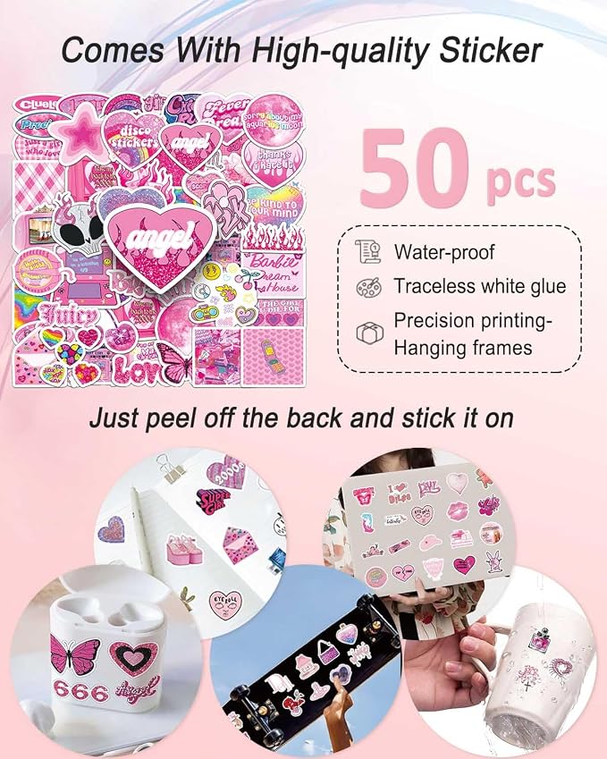 KBKBART Mcbling Y2k Room Decor Aesthetic, Early 2000s Room Decor, Hot Pink Wall - Image 3