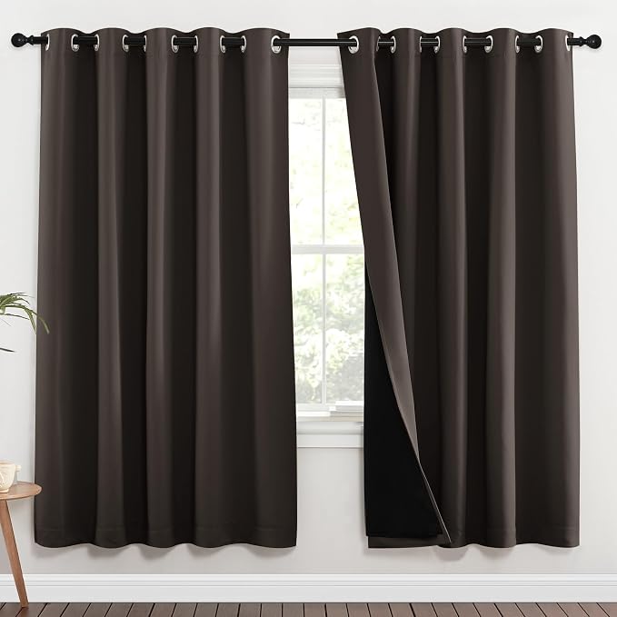 NICETOWN 100% Blackout Window Curtain Panels, 2 Pieces, 62-inch Wide Per Panel by NICETOWN