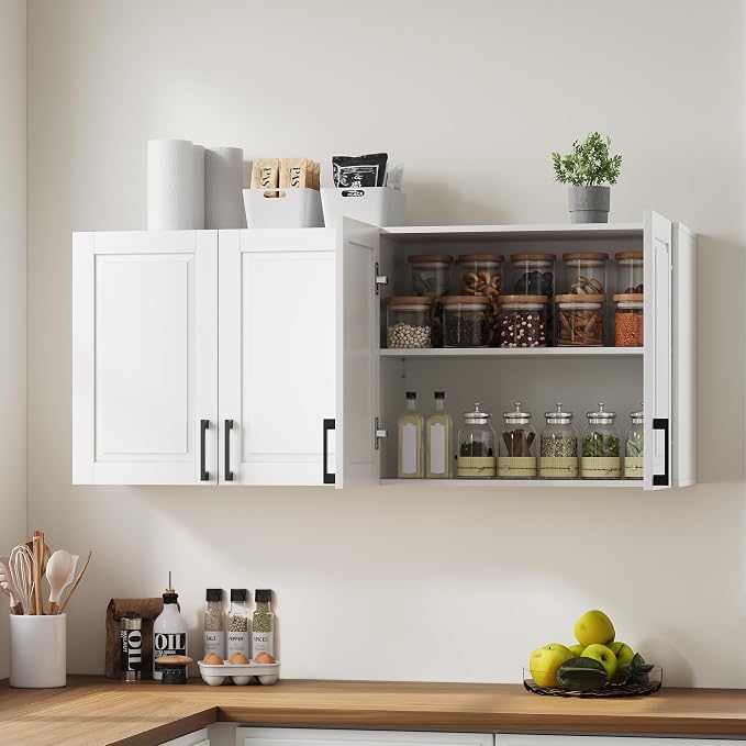 ChooChoo Laundry Room Cabinets, 4 Doors Wall Mounted Storage Cabinet, Kitchen - Image 6
