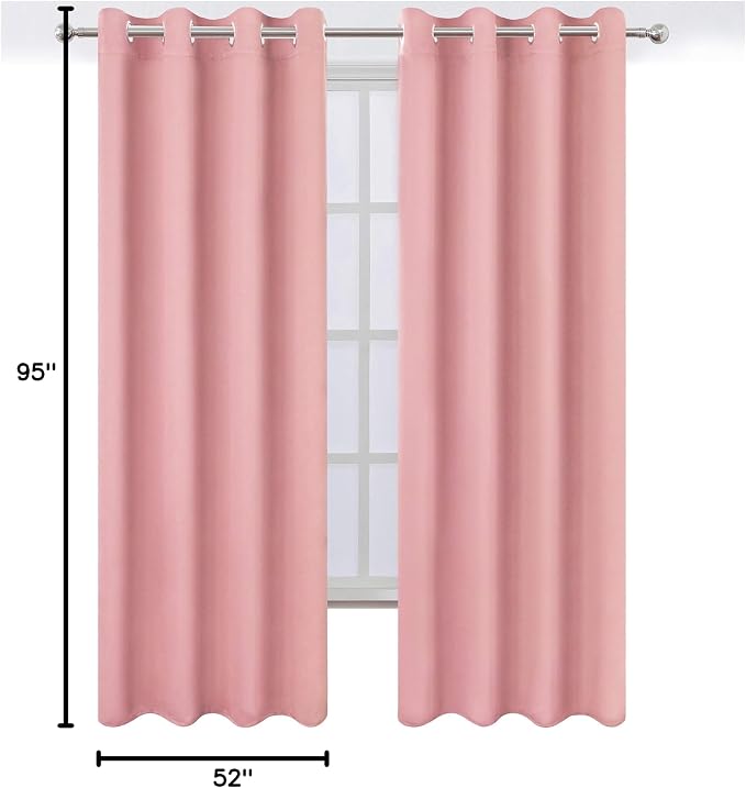LEMOMO Pink Thermal Blackout Curtains/52 x 95 Inch/Set of 2 Panels Room - Image 10