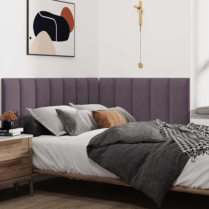 IFNOW Wall Mounted Upholstered Headboard Full, 3D Peel and Stick Soundproof - Image 4