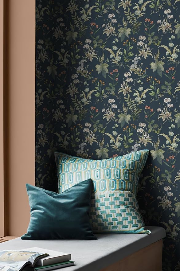 Simon&Siff Vintage Peel and Stick Wallpaper Blue Floral Wallpaper Wildflowers - Image 4
