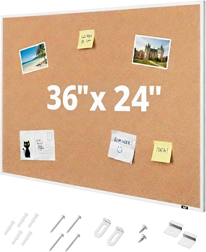 Mr. Pen- White Frame Cork Bulletin Board, Office Wall Cork Board - Image 8