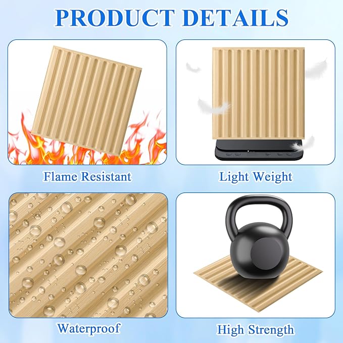 Nuanchu 32 Pcs 3D Slat Wall Panels, Paintable Waterproof Textured Tiles - Image 3