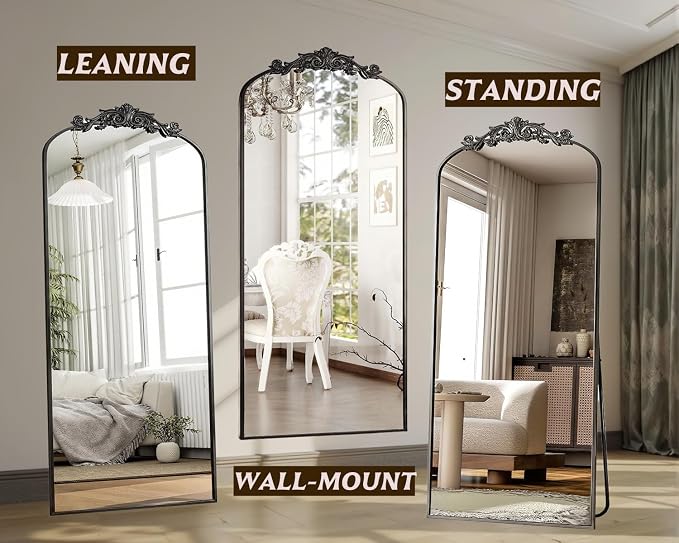Dewfig Arched Full Length Mirror, Floor Mirror - Image 3