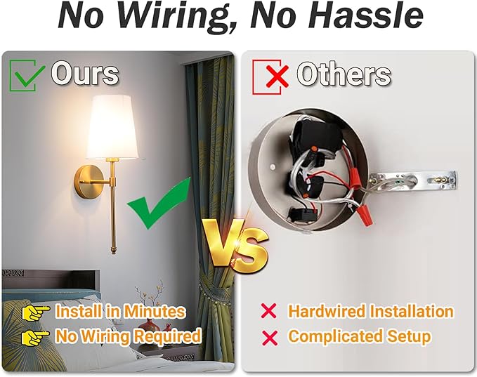 YHCDLAMP Battery Operated Wall Sconces Set of 2, Rechargeable Wireless Wall - Image 3