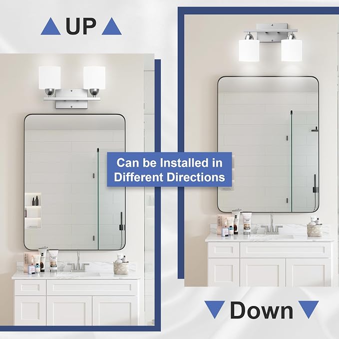 Bathroom Lighting Fixtures Over Mirror Brushed Nickel, Anti-Rust 2-Light - Image 4