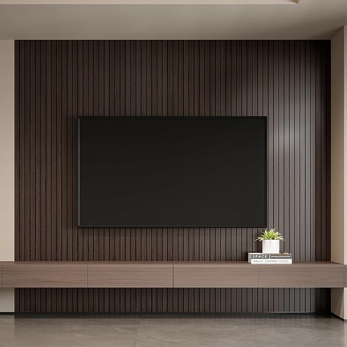 YLL YLL PVC Slat Wall Panel Peel and Stick 118"x 15.7" Faux Smoked Wood Grain - Image 4