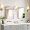 USHOWER Brushed Nickel Bathroom Mirrors 22"x30" 2 Pack, Rounded Corner by USHOWER